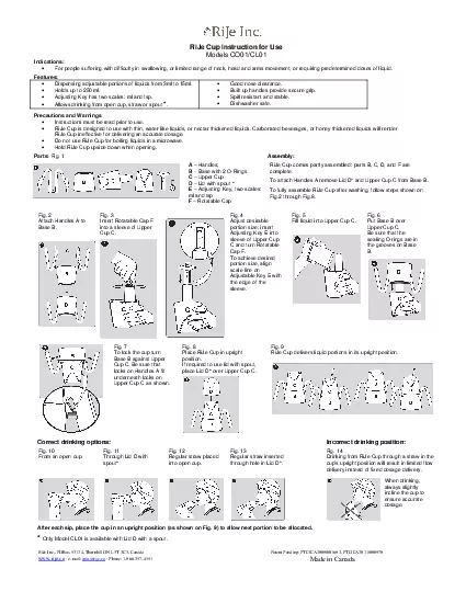 RiJe Cup Instruction for Use Models CO01CL01  Indications   For peopl