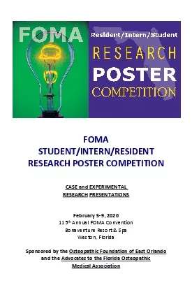 FOMA              STUDENTINTERNRESIDENT RESEARCH POSTER COMPETITION