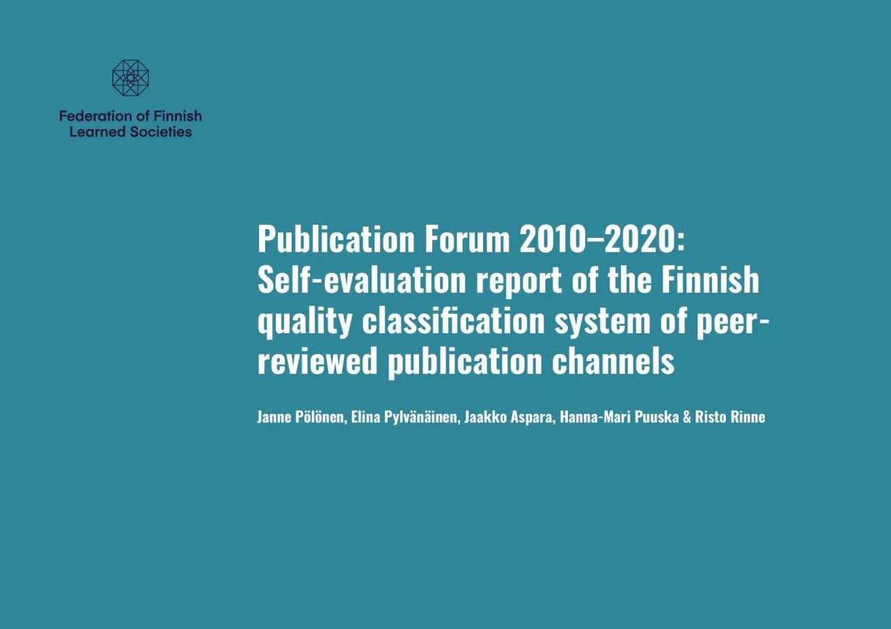 PDF-Title Publication Forum 20102020 Selfevaluation report of the Finnis