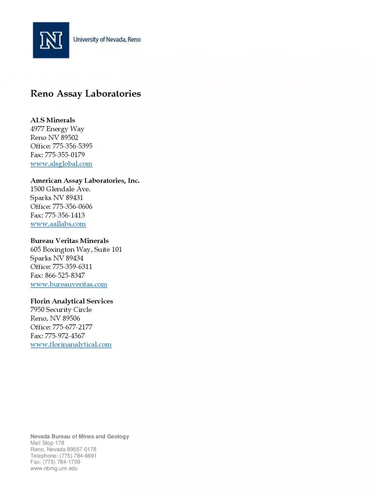 PDF-Reno Assay Laboratories