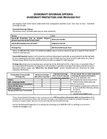 OVERDRAFT COVERAGE OPTIONSOVERDRAFT PROTECTION AND PRIVILEGE PAYLife h