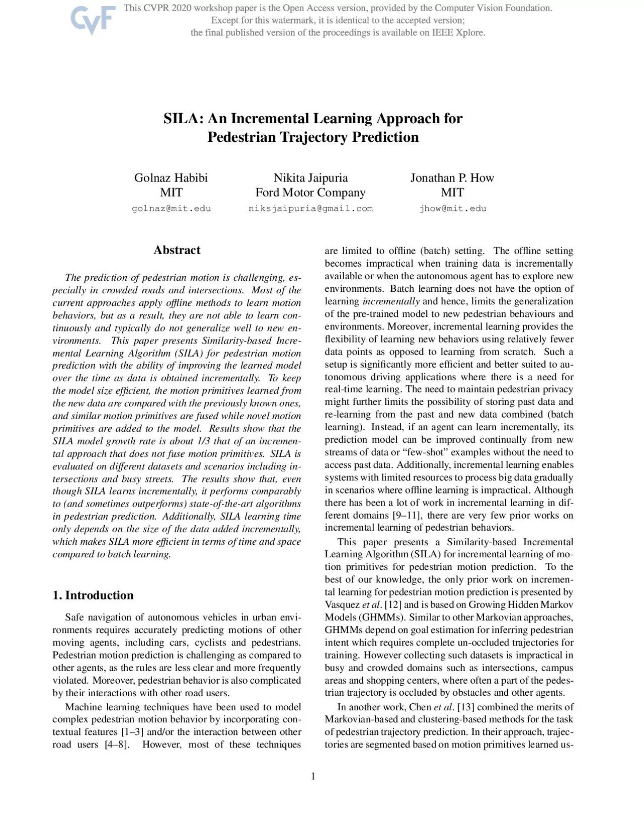 PDF-SILAAnIncrementalLearningApproachforPedestrianTrajectoryPredictionGoln