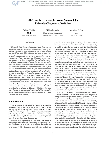 SILAAnIncrementalLearningApproachforPedestrianTrajectoryPredictionGoln
