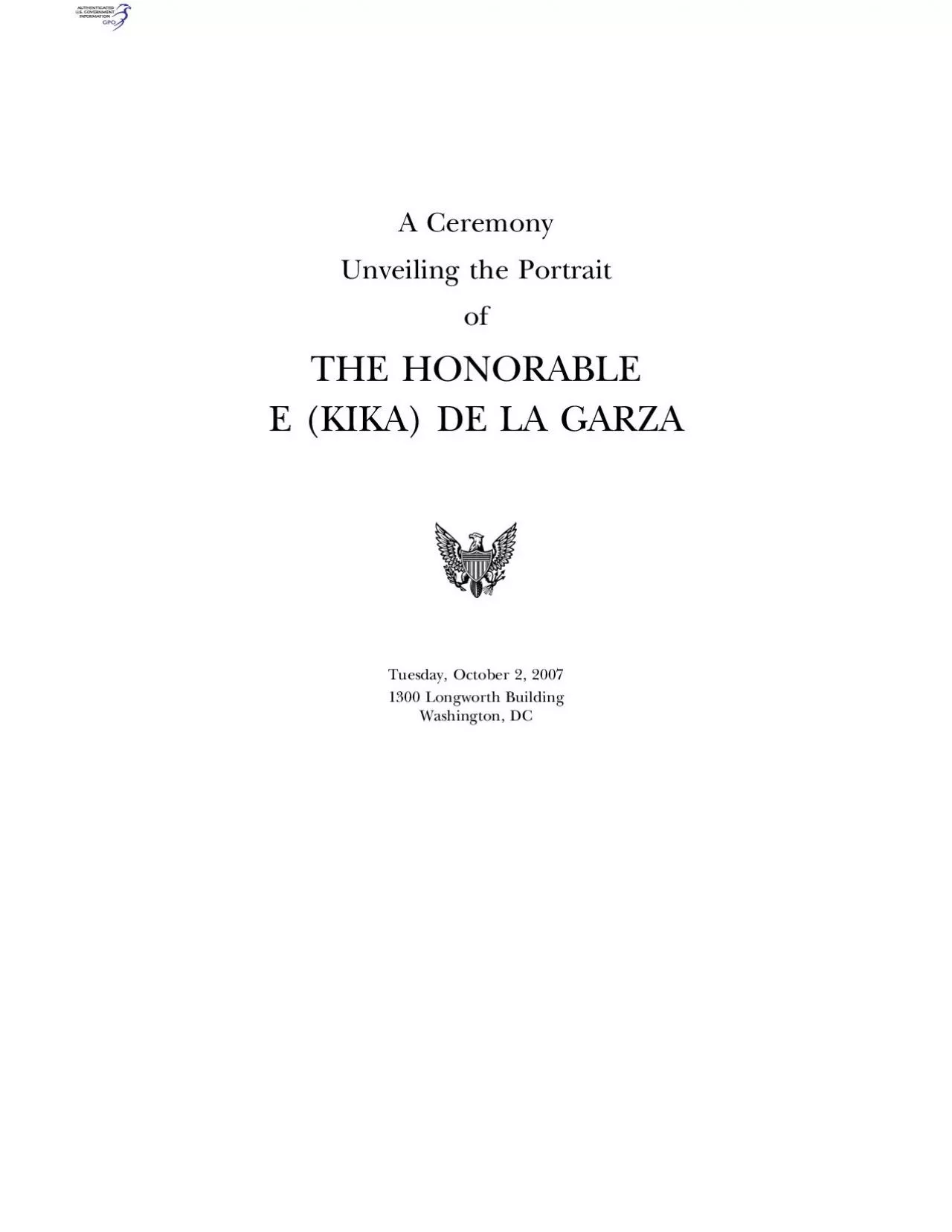 PDF-A CeremonyUnveiling the PortraitofTHE HONORABLEE KIKA DE LA GARZA