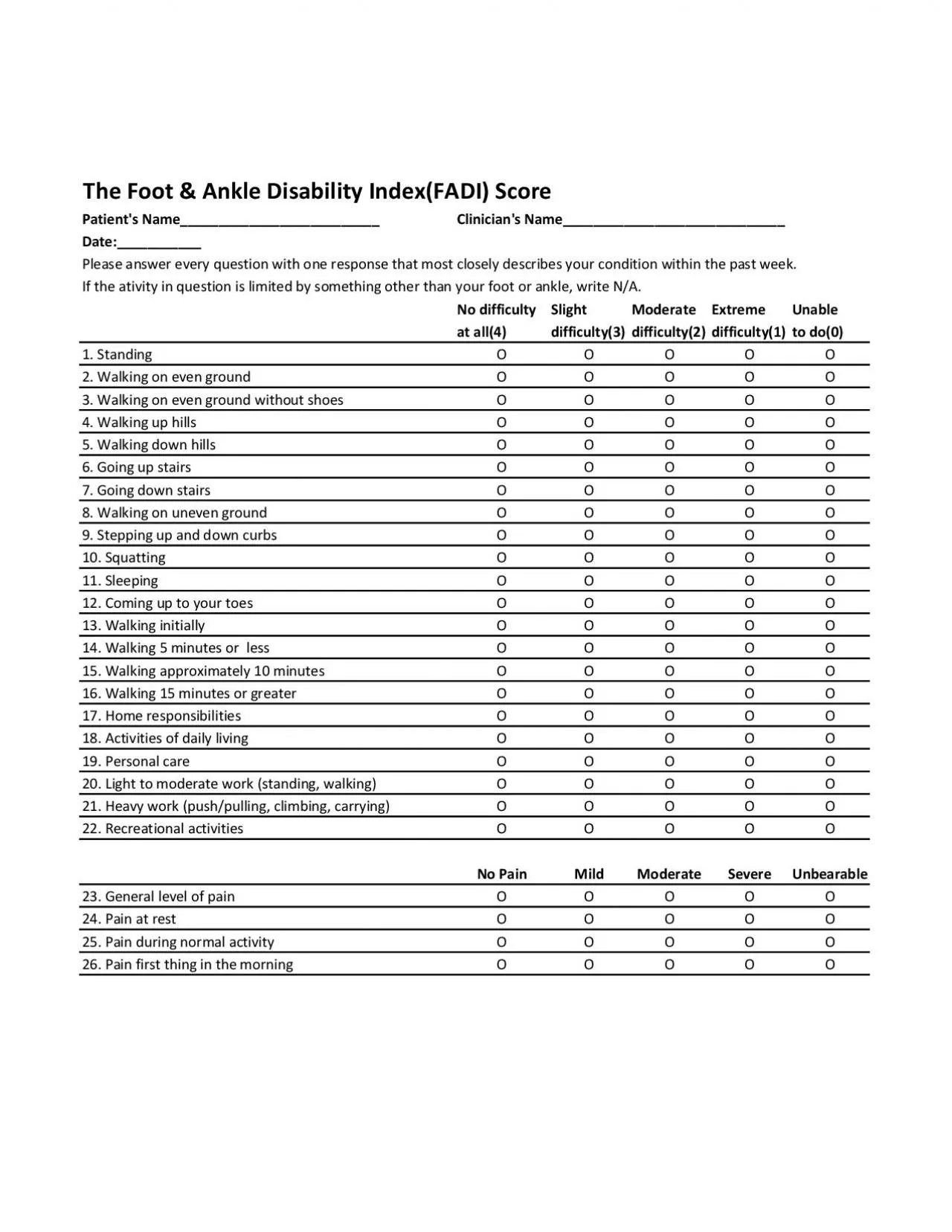 PDF-The Foot Ankle Disability IndexFADI Score