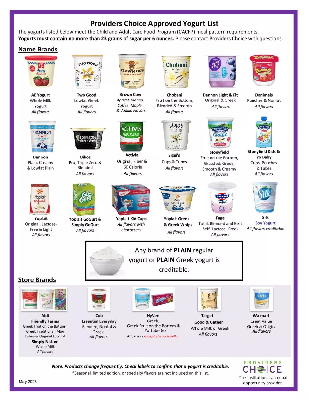 PDF-Providers Choice Approved Yogurt List