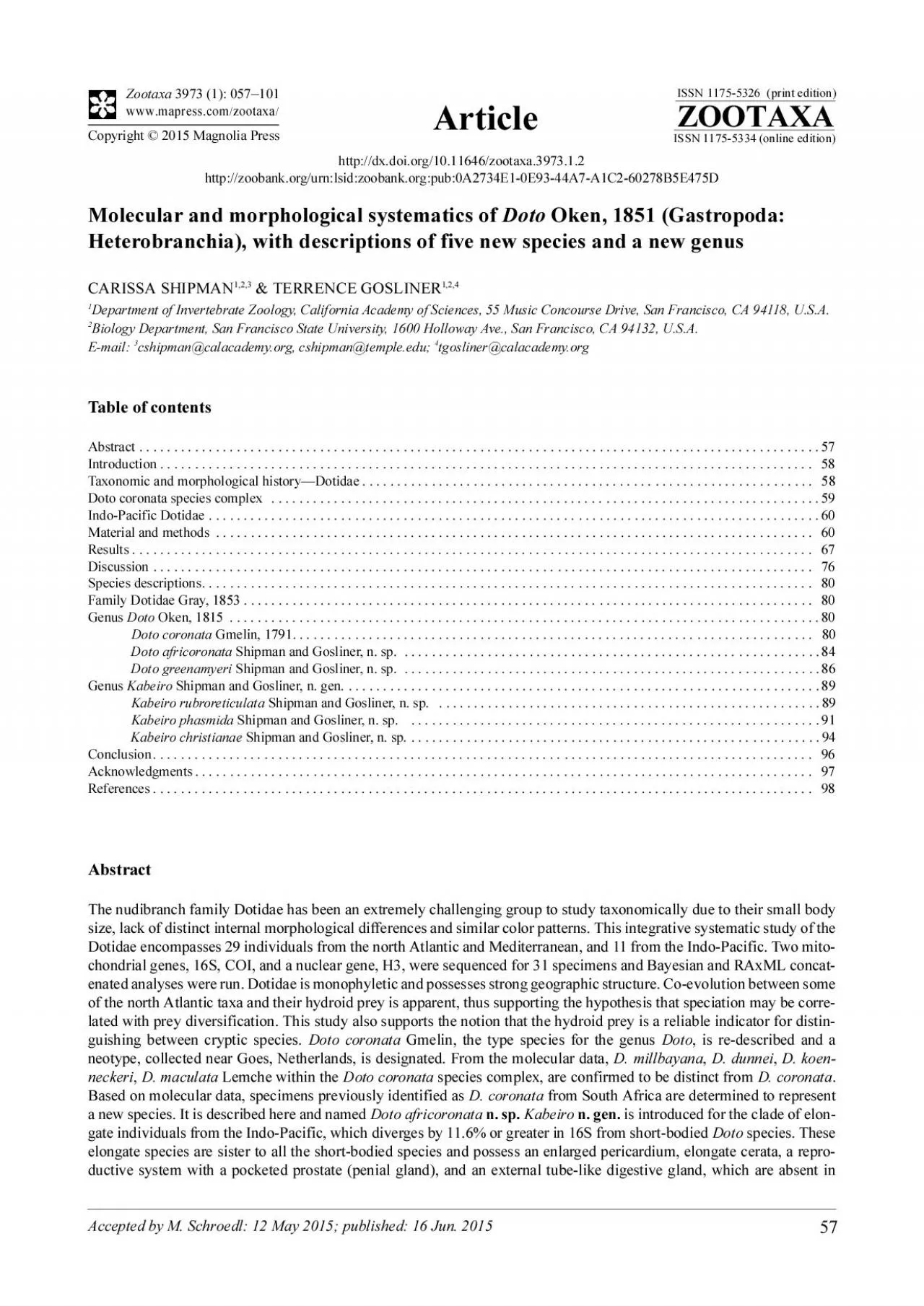 PDF-Accepted by M Schroedl 12 May 2015 published 16 Jun 2015ZOOTAXA