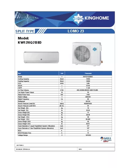 ModelKW12HQ2B8DSPLIT TYPEJob NameSchedule ReferenceDate