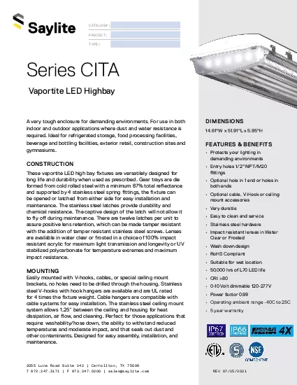 Series CITA Vaportite LED Highbay