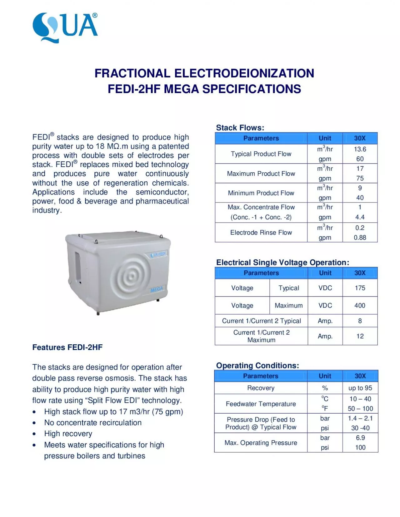 PDF-FRACTIONAL ELECTRODEIONIZATIONFEDI2HF MEGASPECIFICATIONSFEDIstacks are