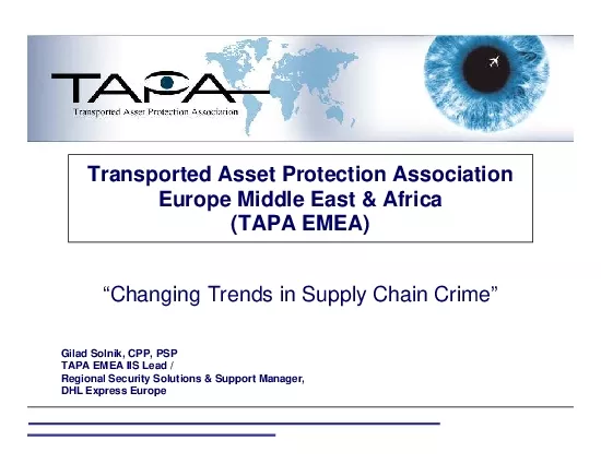 Transported Asset Protection Association Europe Middle East  AfricaTAP