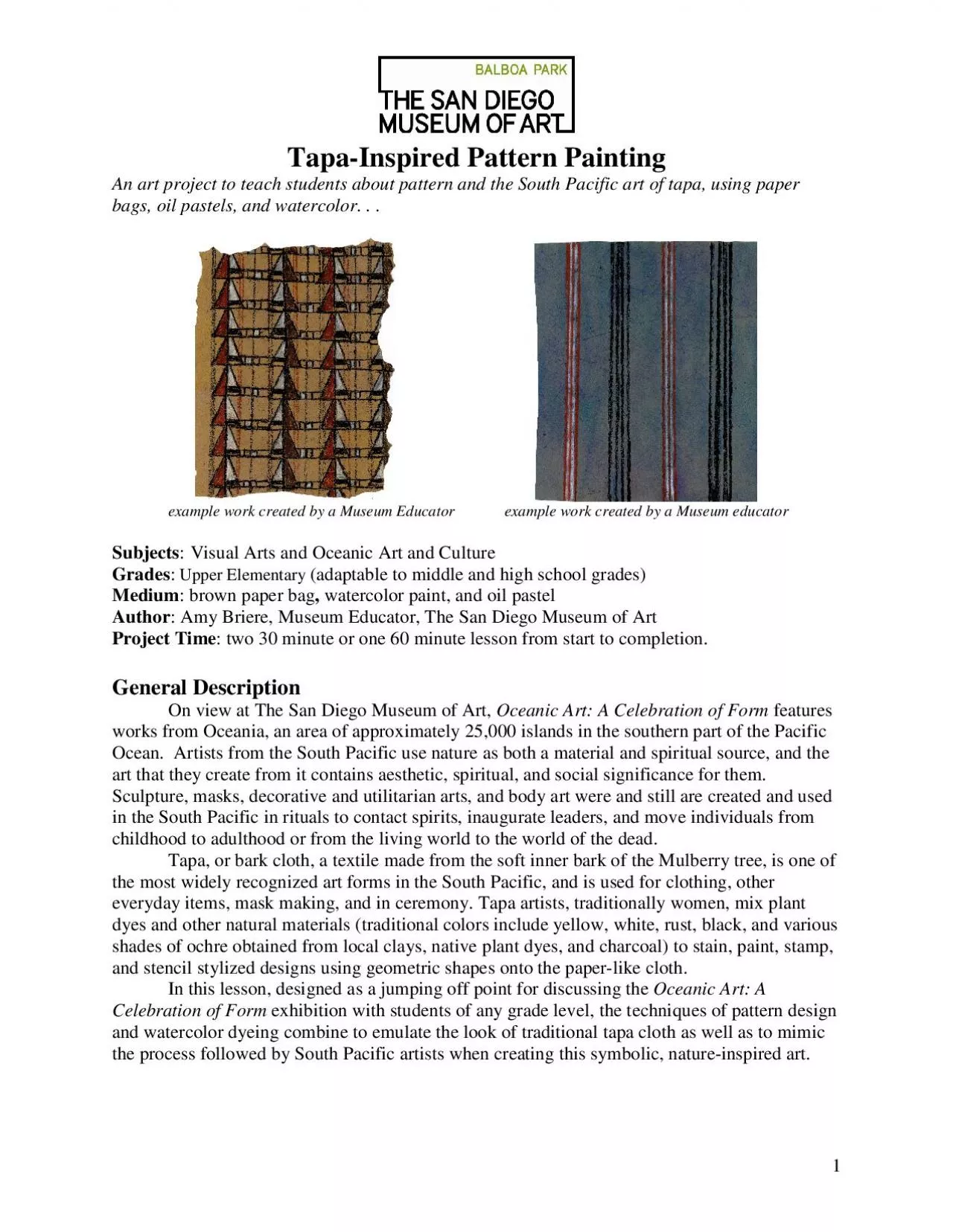 PDF-TapaInspired Pattern Painting An art project to teach students about