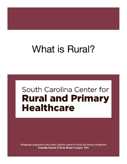 Whitepaper prepared by the South Carolina Center for Rural and Primary