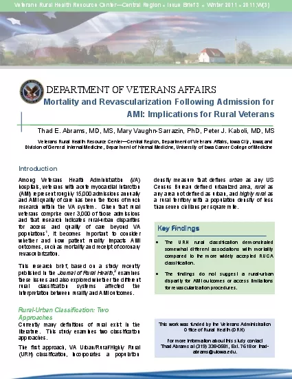 Veterans Rural Health Resource Center151Central Region Issue Brief 3Wi