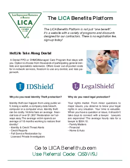 The LICA Benefits Platform is not just one benefit  its a website with