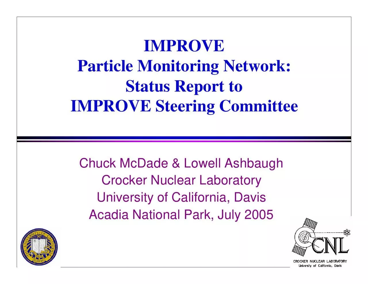 PDF-IMPROVEParticle Monitoring NetworkStatus Report to IMPROVE Steering Co