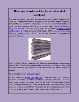 Have you heard about duplex stainless steel suppliers?
