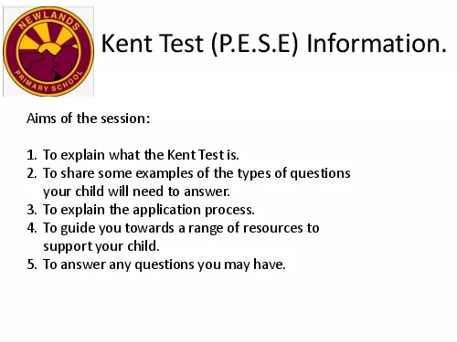 Kent Test PESE Information