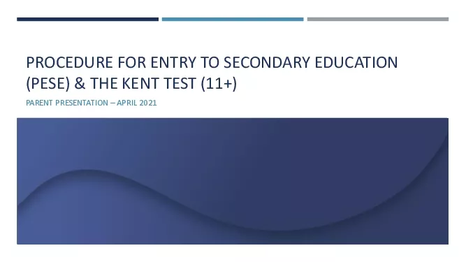 PROCEDURE FOR ENTRY TO SECONDARY EDUCATION