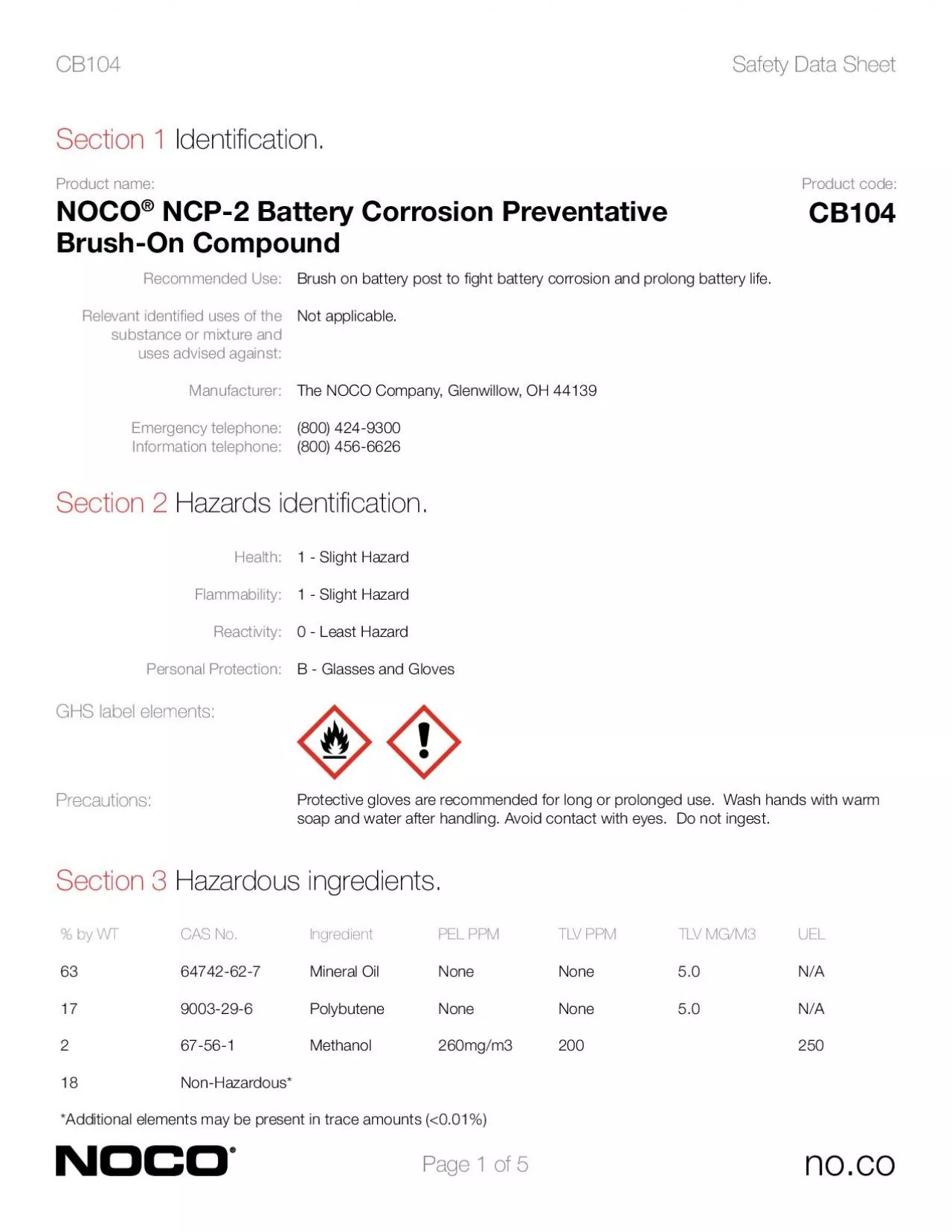 PDF-substance or mixture and Manufacturer Brush on battery post to 31ght