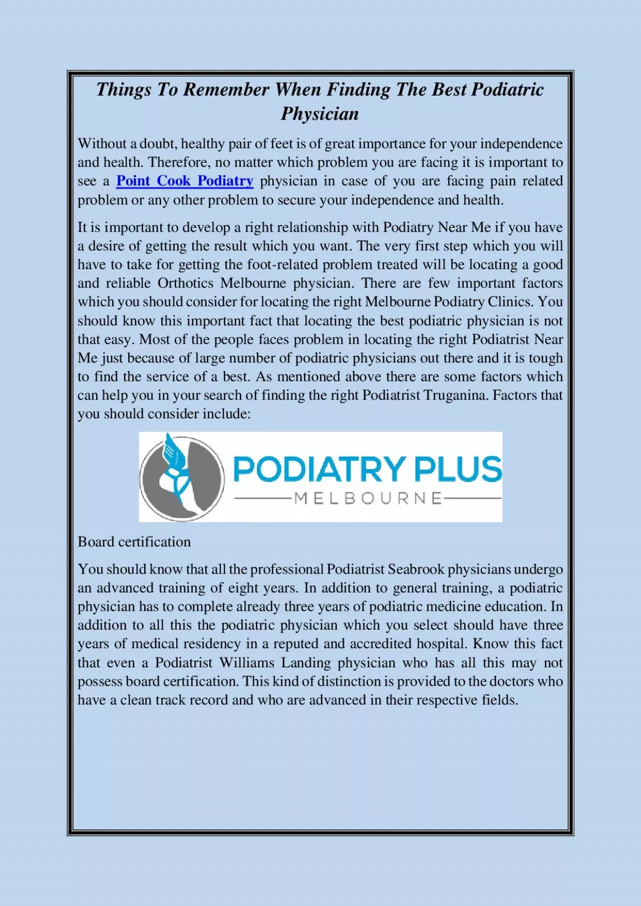 PDF-Things To Remember When Finding The Best Podiatric Physician