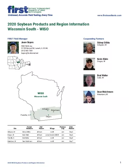 2020 Soybean Products and Region Information