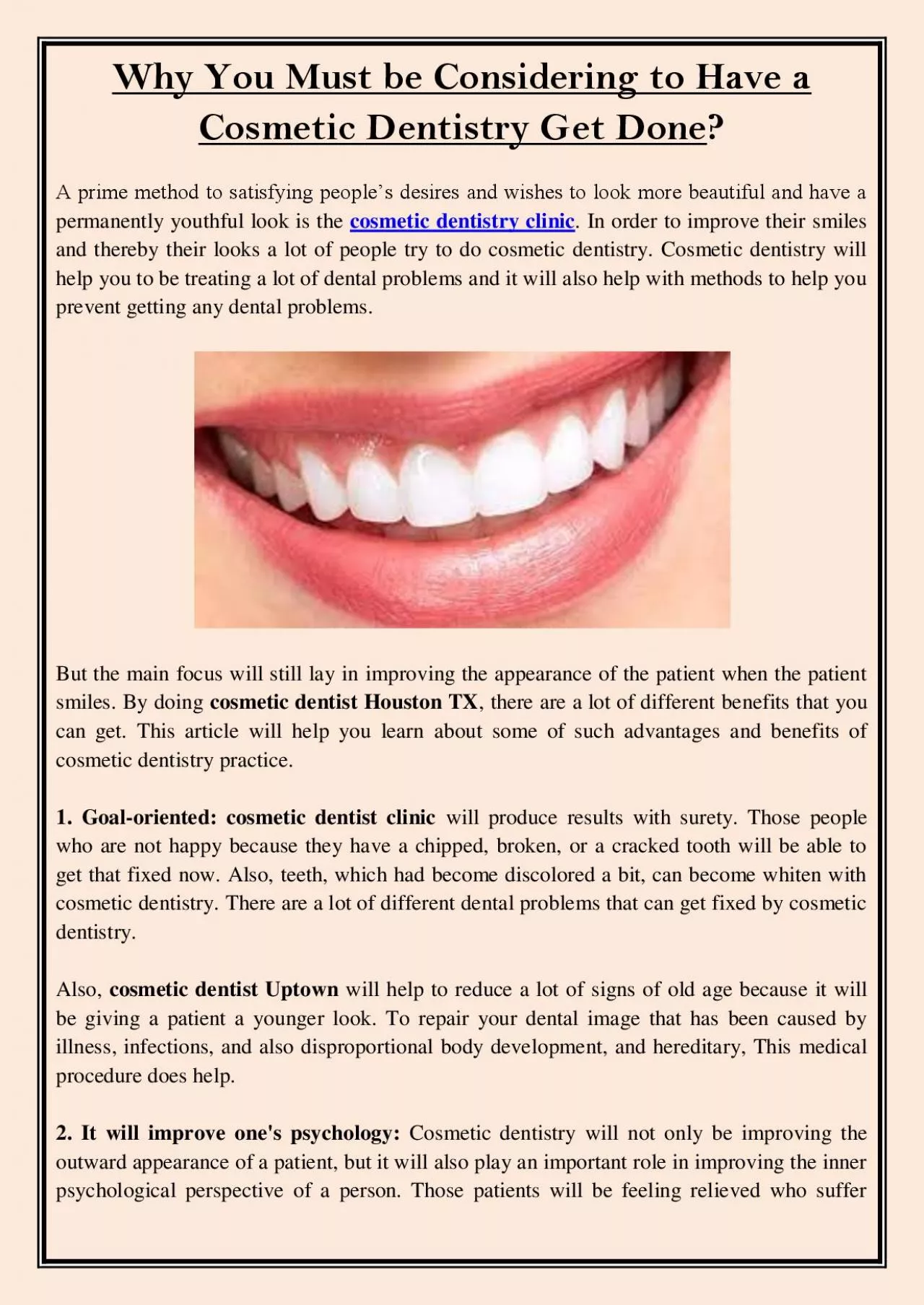 PDF-Why You Must be Considering to Have a Cosmetic Dentistry Get Done?