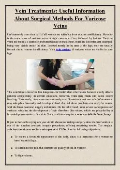 Vein Treatments: Useful Information About Surgical Methods For Varicose Veins