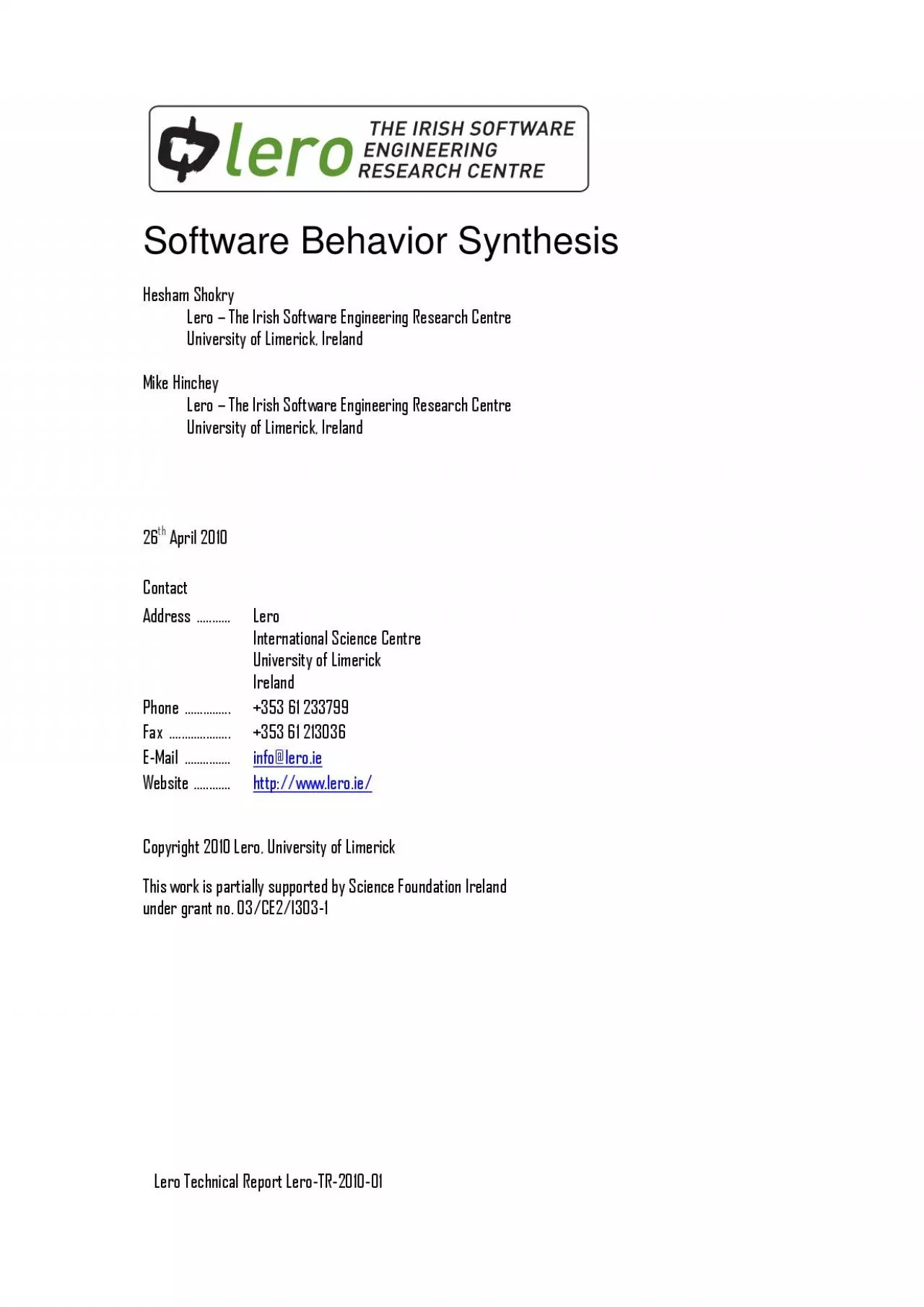 PDF-Hesham Shokry Lero The Irish Software Engineering Research Centre Uni