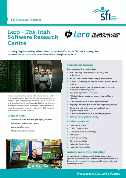 Lero  The Irish Software Research CentreLero brings together leading