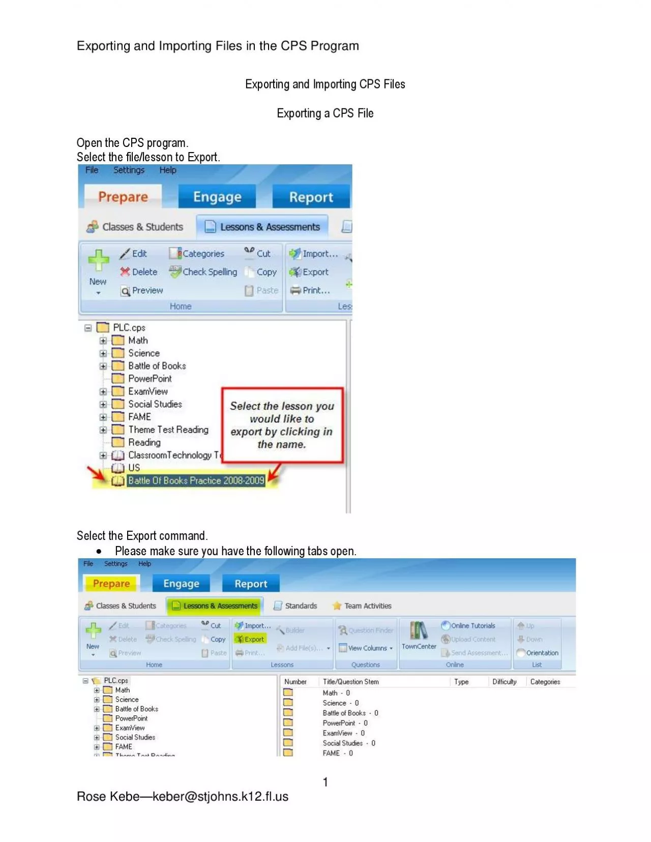 PDF-Exporting and Importing Files in the CPS Program