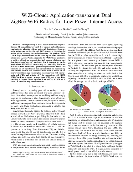 WiZiCloudApplicationtransparentDualZigBeeWiFiRadiosforLowPowerInter