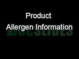 Product Allergen Information