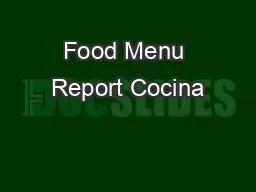 Food Menu Report Cocina