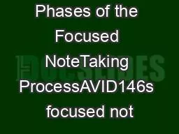 The Five Phases of the Focused NoteTaking ProcessAVID146s focused not