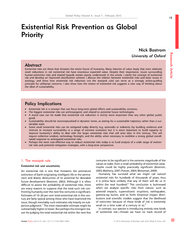 Existential Risk Prevention as Global Priority Nick Bo