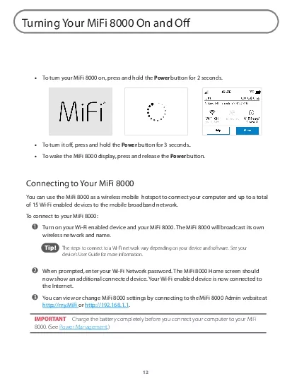 Turning Your MiFi 8000 On and O31