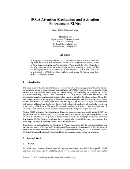 PDF-SOTAAttentionMechanismandActivationFunctionsonXLNetStanfordCS224NCusto