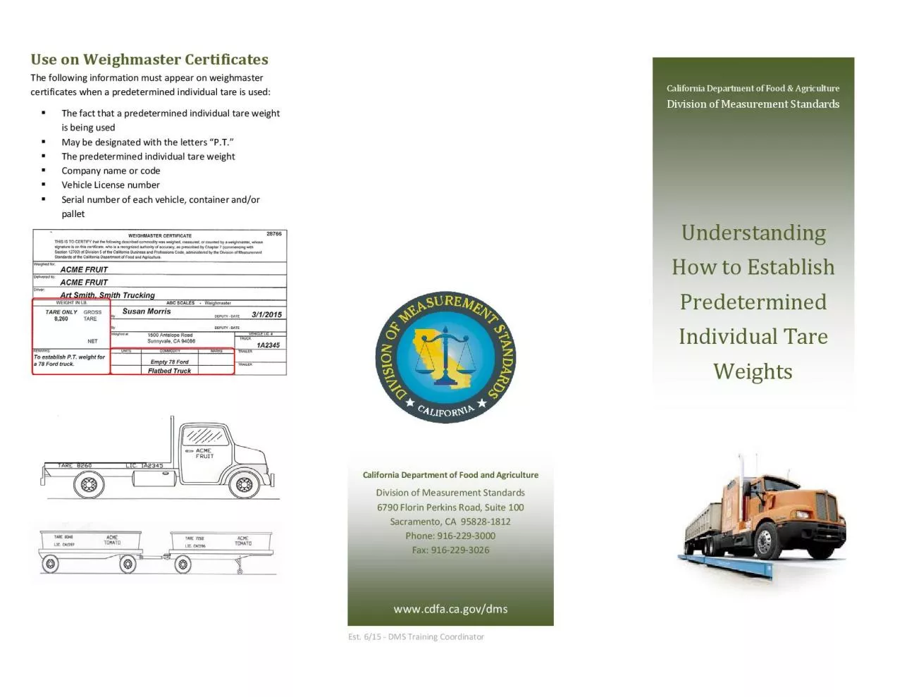 PDF-Use on Weighmaster Certificates The following information must appear