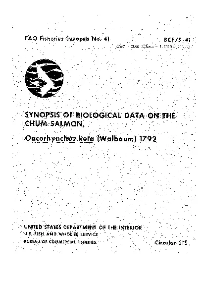 SYNOPSIS OF BlOLOGCAL DATA ON THECHUM SALMONOncorhynchus kta Wba urn 1