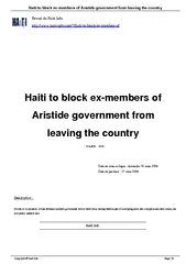 Haiti to block exmembers of Aristide government from l