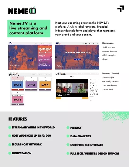 NemeTV is a live streaming and content platform Host your upcoming eve