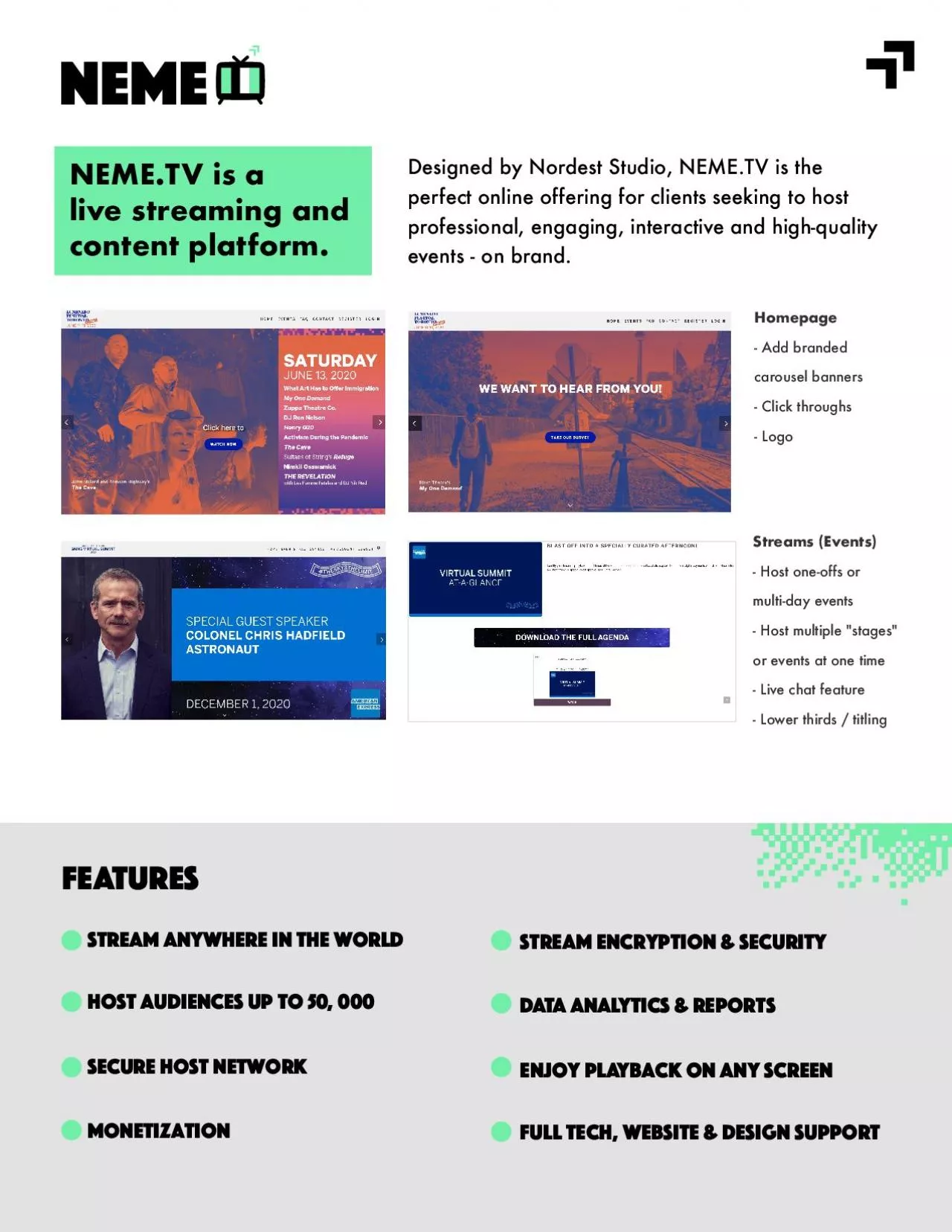 PDF-NEMETV is a live streaming and content platform Designed by Nordest St