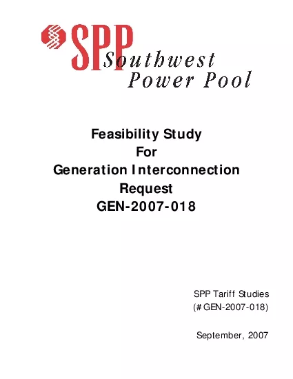 Feasibility Study  For Generation Interconnection GEN2007018 SPP Tar