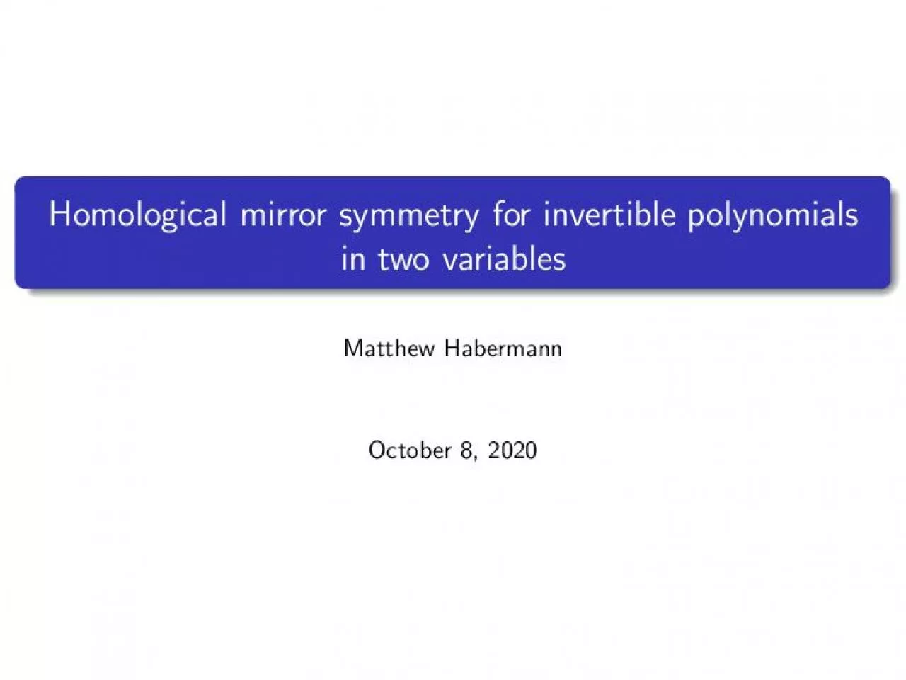 PDF-HomologicalmirrorsymmetryforinvertiblepolynomialsintwovariablesMatthew