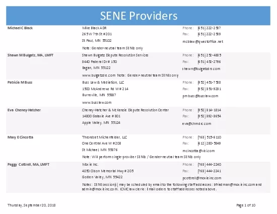 SENE Providers