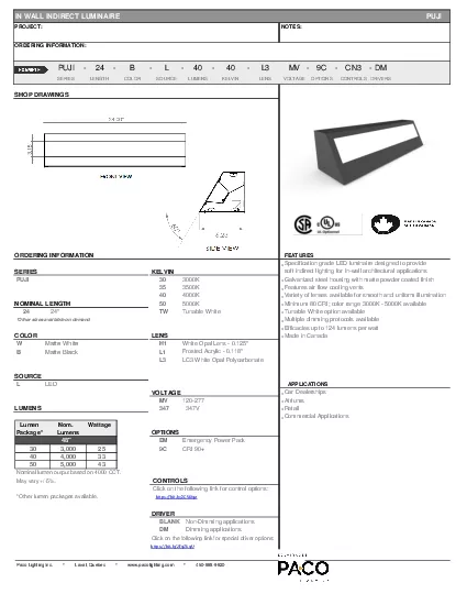 IN WALL INDIRECT LUMINAIRE