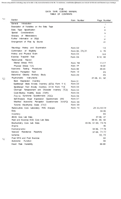 PIMIDATA TAPE CODING MANUALTABLE OF CONTENTS