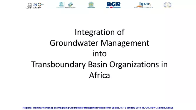 Regional Training Workshop on Integrating Groundwater Management withi