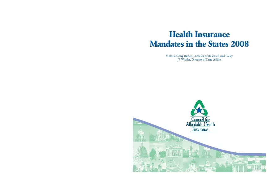 Health Insurance Mandates in the States 2008Victoria Craig Bunce Direc